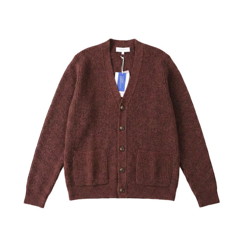 The Antwerp Library Series: Heavyweight Marled Cardigan (80% Wool) | Mahogany Rust